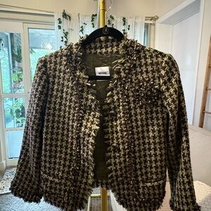 Moschino Black and Brown Blazer Tweed-Style Jacket